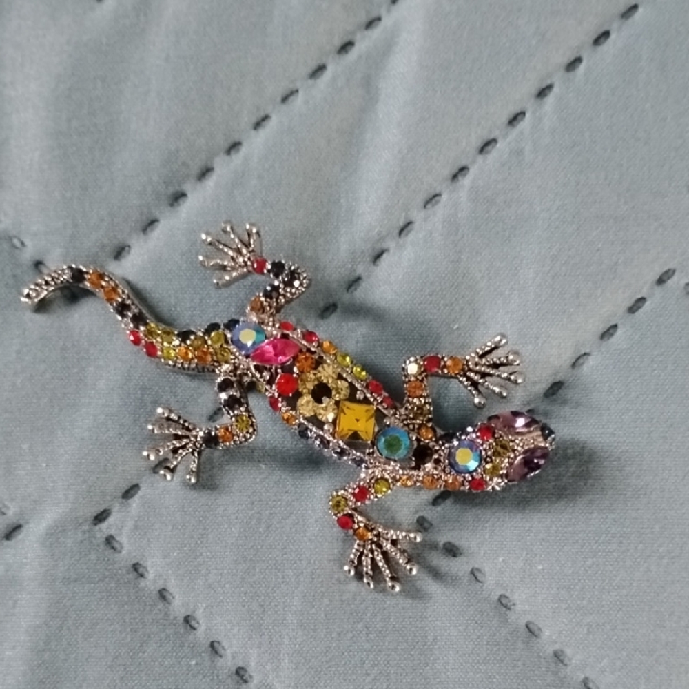 Vibrant Multicolor Lizard Brooch